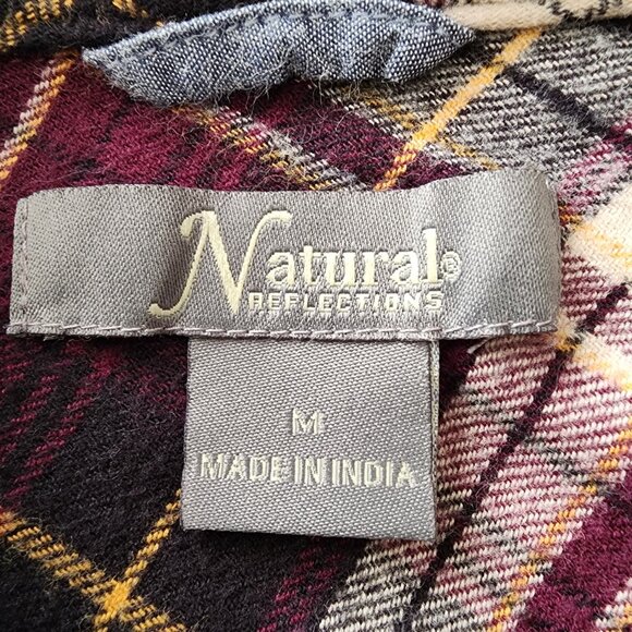 Natural Reflections Womens Plaid Long Sleeve Flannel Shirt, Size Medium - Picture 6 of 6